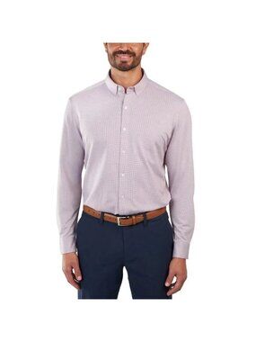 Kirkland Signature Men's XXL 18-19 Knit Button-Up Shirt Modern Fit  Red L1579